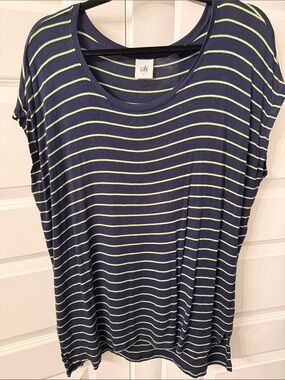 CAbi Navy Tunic with Lime Stripe